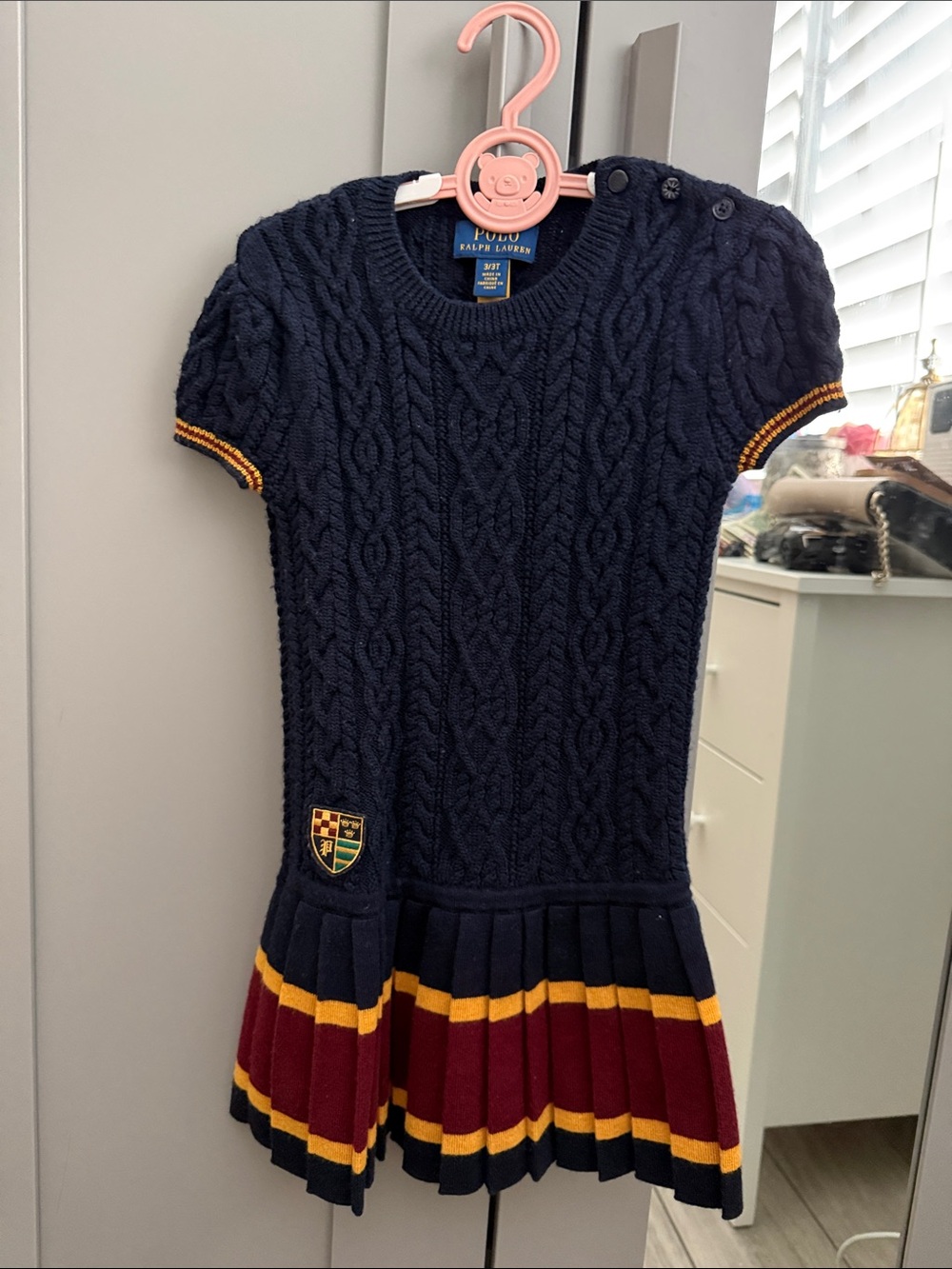 Polo Ralph Lauren Girls 3/3T Navy Cable Knit Dress